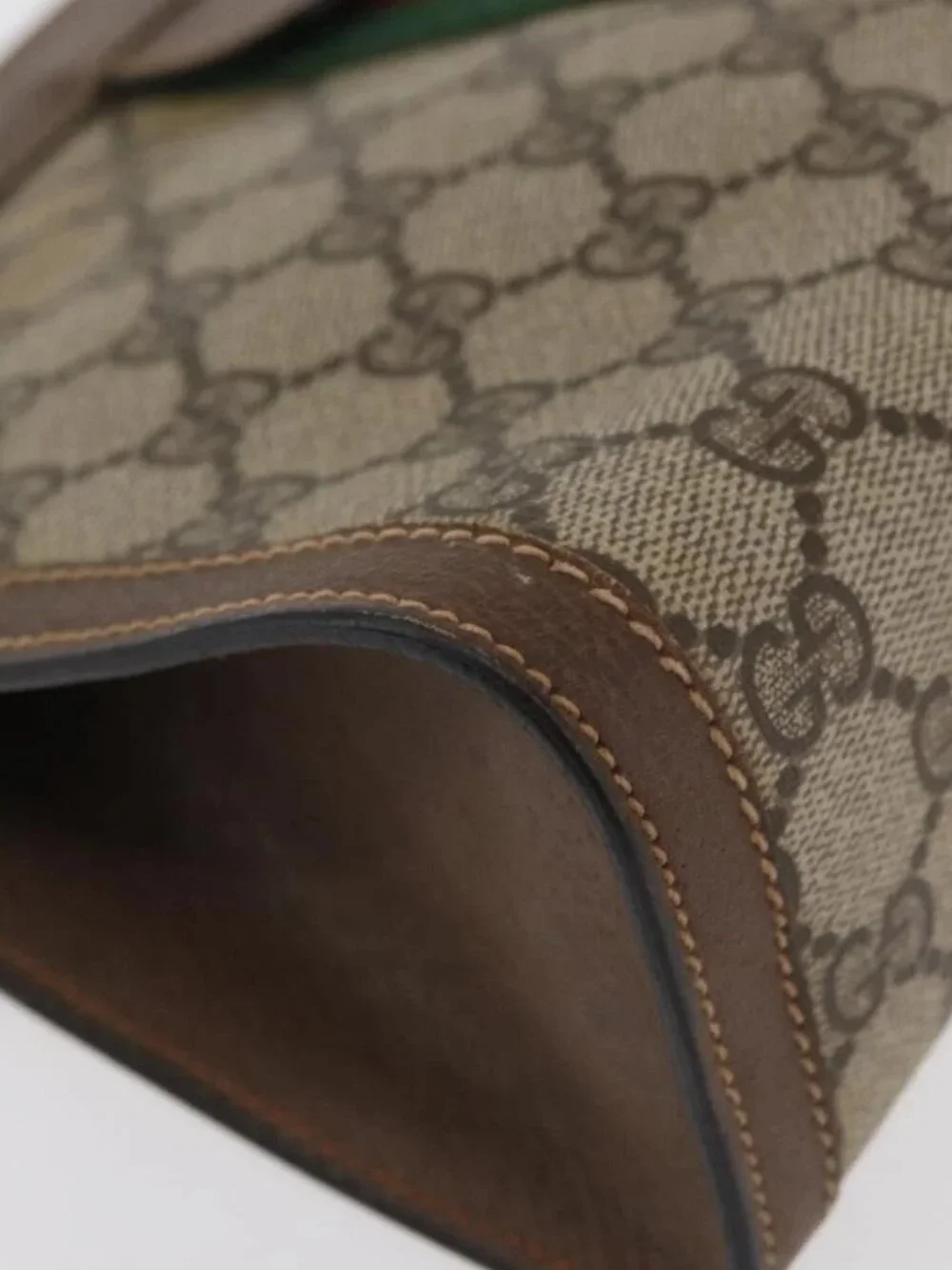 GUCCI GG Supreme Web Sherry Line Clutch Bag PVC Beige 89 01 002 Auth ti3823